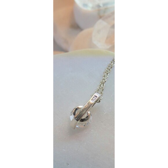 Round Cut 1Ct Diamonique Solitaire Sterling Silver Pendant Necklace VTG - Picture 7 of 7